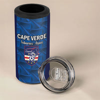 Custom Cape Verde Football 2026 4 in 1 Can Cooler Tumbler Atlantic Blue Sharks Heritage