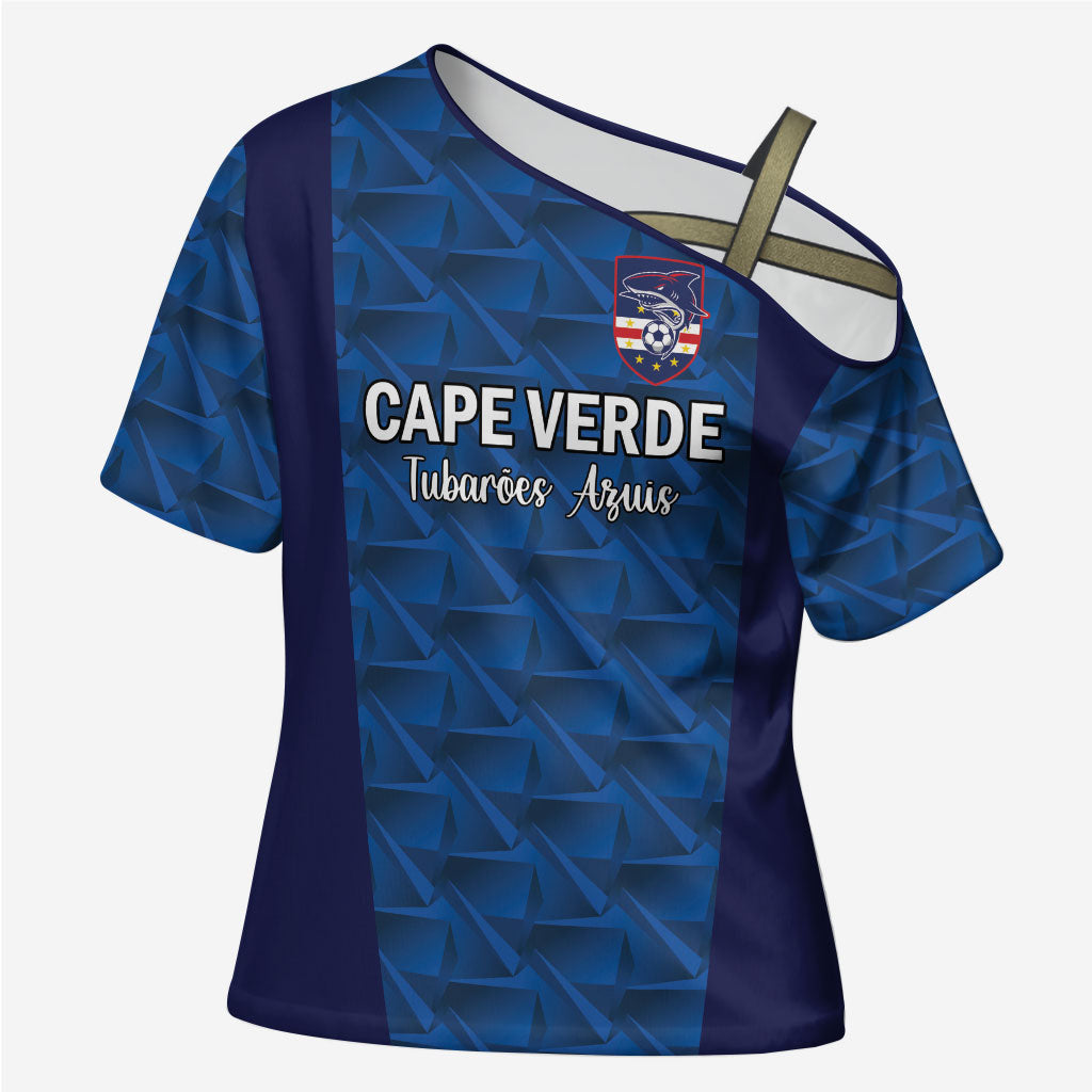 Custom Cape Verde Football 2026 Cross Shoulder Shirt Atlantic Blue Sharks Heritage
