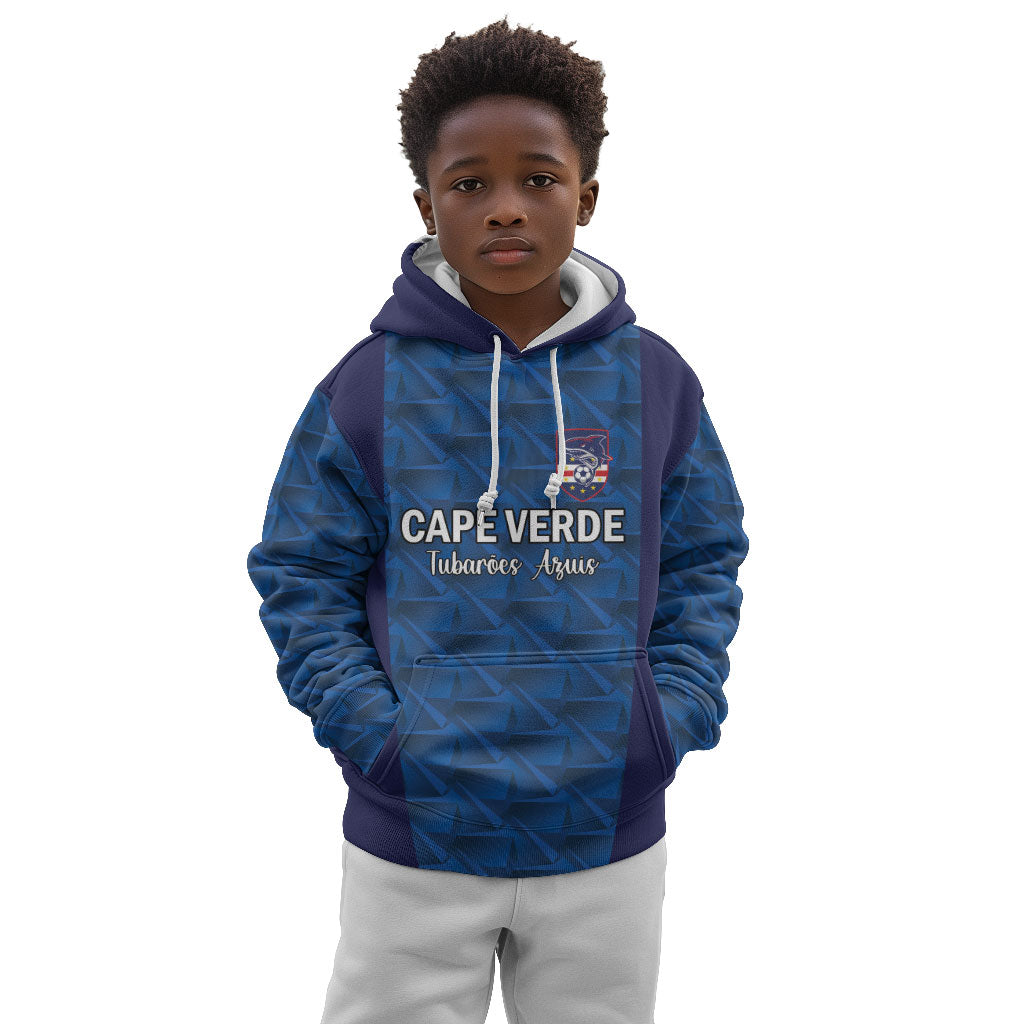 Custom Cape Verde Football 2026 Kid Hoodie Atlantic Blue Sharks Heritage