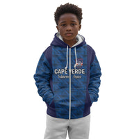 Custom Cape Verde Football 2026 Kid Hoodie Atlantic Blue Sharks Heritage