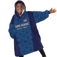 Custom Cape Verde Football 2026 Kid Wearable Blanket Hoodie Atlantic Blue Sharks Heritage