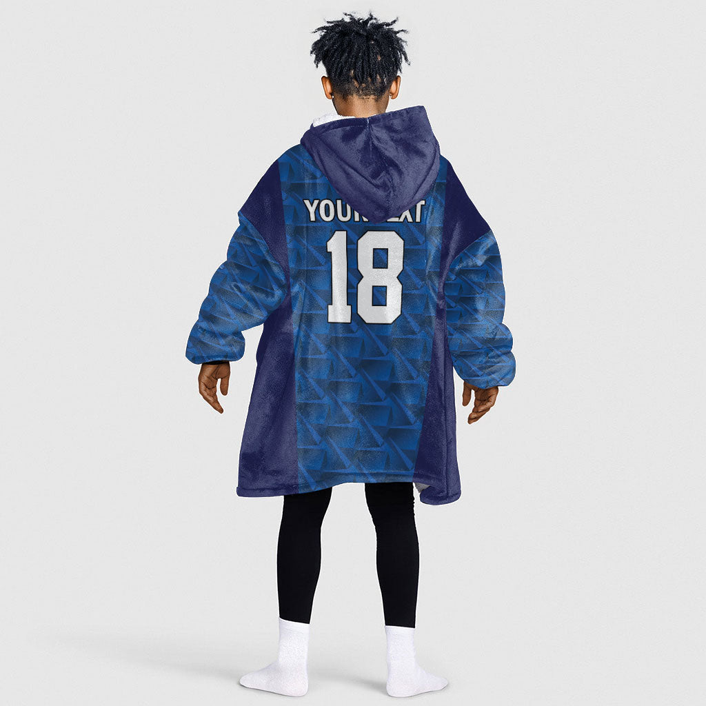 Custom Cape Verde Football 2026 Kid Wearable Blanket Hoodie Atlantic Blue Sharks Heritage