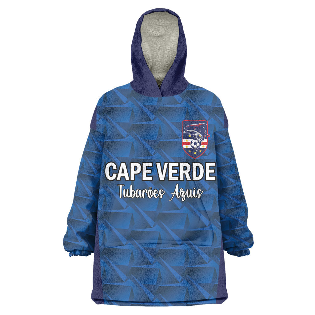 Custom Cape Verde Football 2026 Kid Wearable Blanket Hoodie Atlantic Blue Sharks Heritage