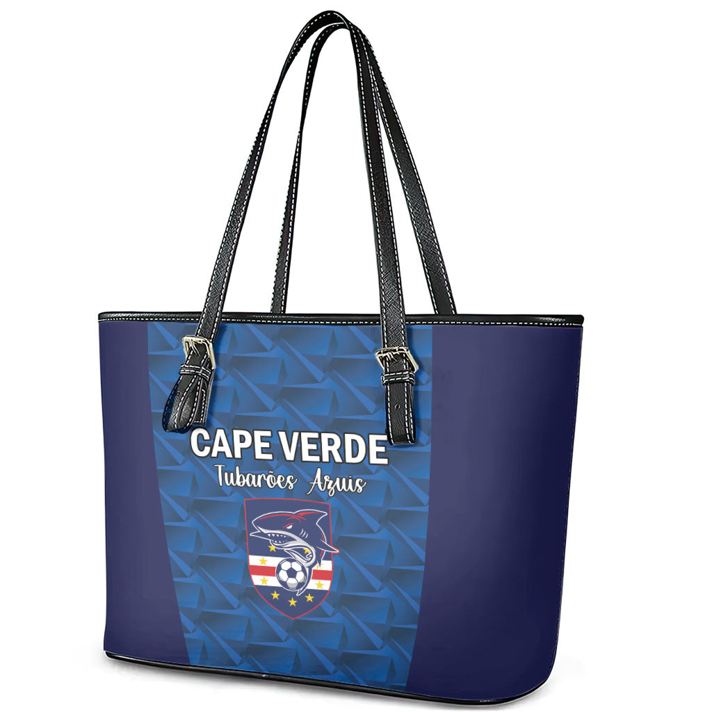 Cape Verde Football 2026 Leather Tote Bag Atlantic Blue Sharks Heritage