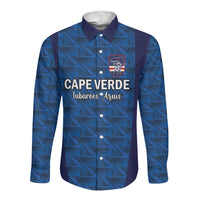 Custom Cape Verde Football 2026 Long Sleeve Button Shirt Atlantic Blue Sharks Heritage