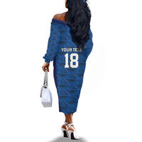 Custom Cape Verde Football 2026 Off The Shoulder Long Sleeve Dress Atlantic Blue Sharks Heritage