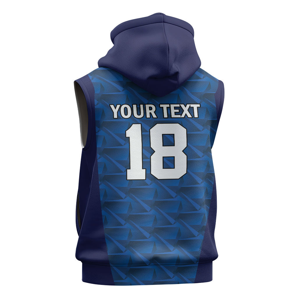 Custom Cape Verde Football 2026 Sleeveless Zip Hoodie Atlantic Blue Sharks Heritage