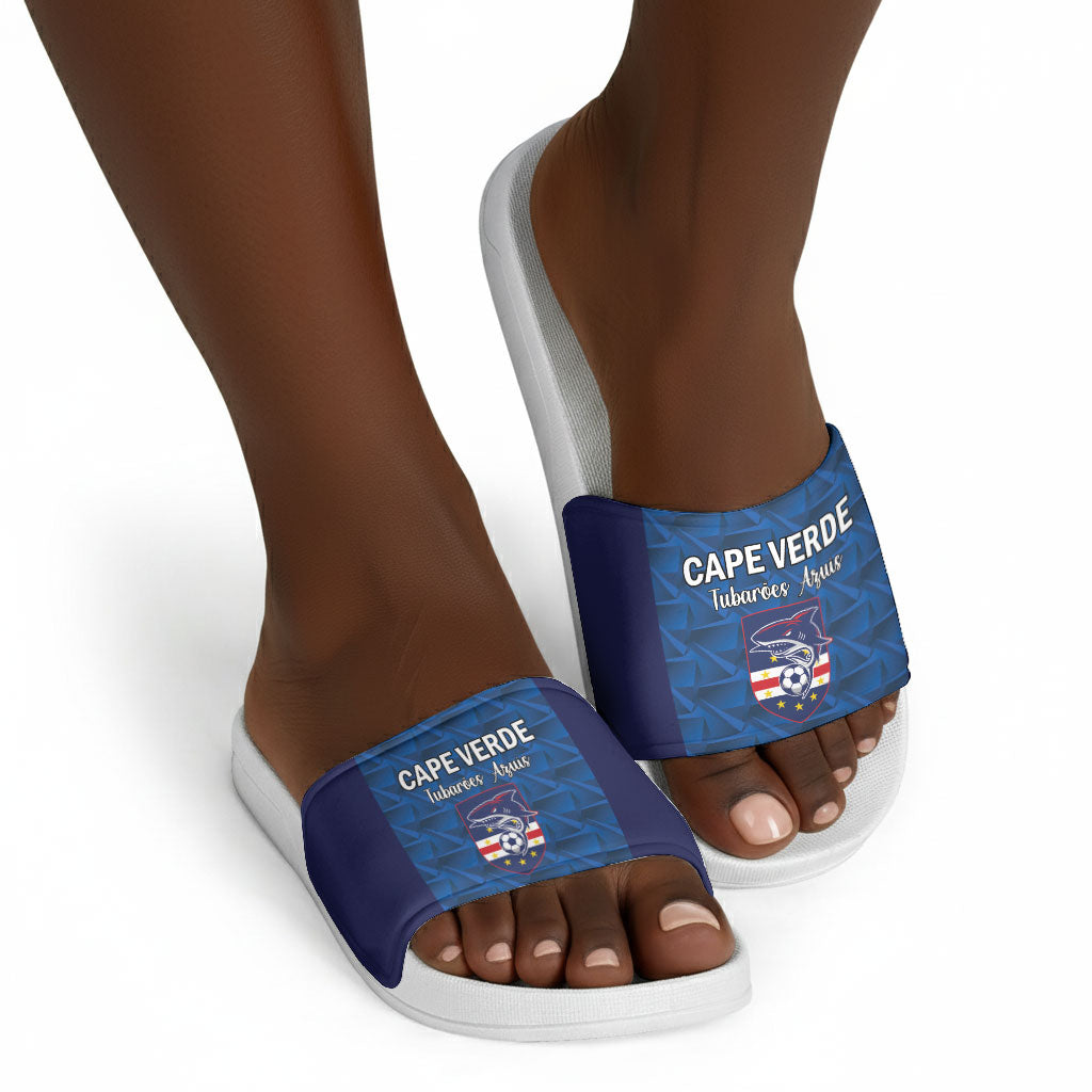 Cape Verde Football 2026 Slide Sandals Atlantic Blue Sharks Heritage