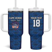 Custom Cape Verde Football 2026 Tumbler With Handle Atlantic Blue Sharks Heritage