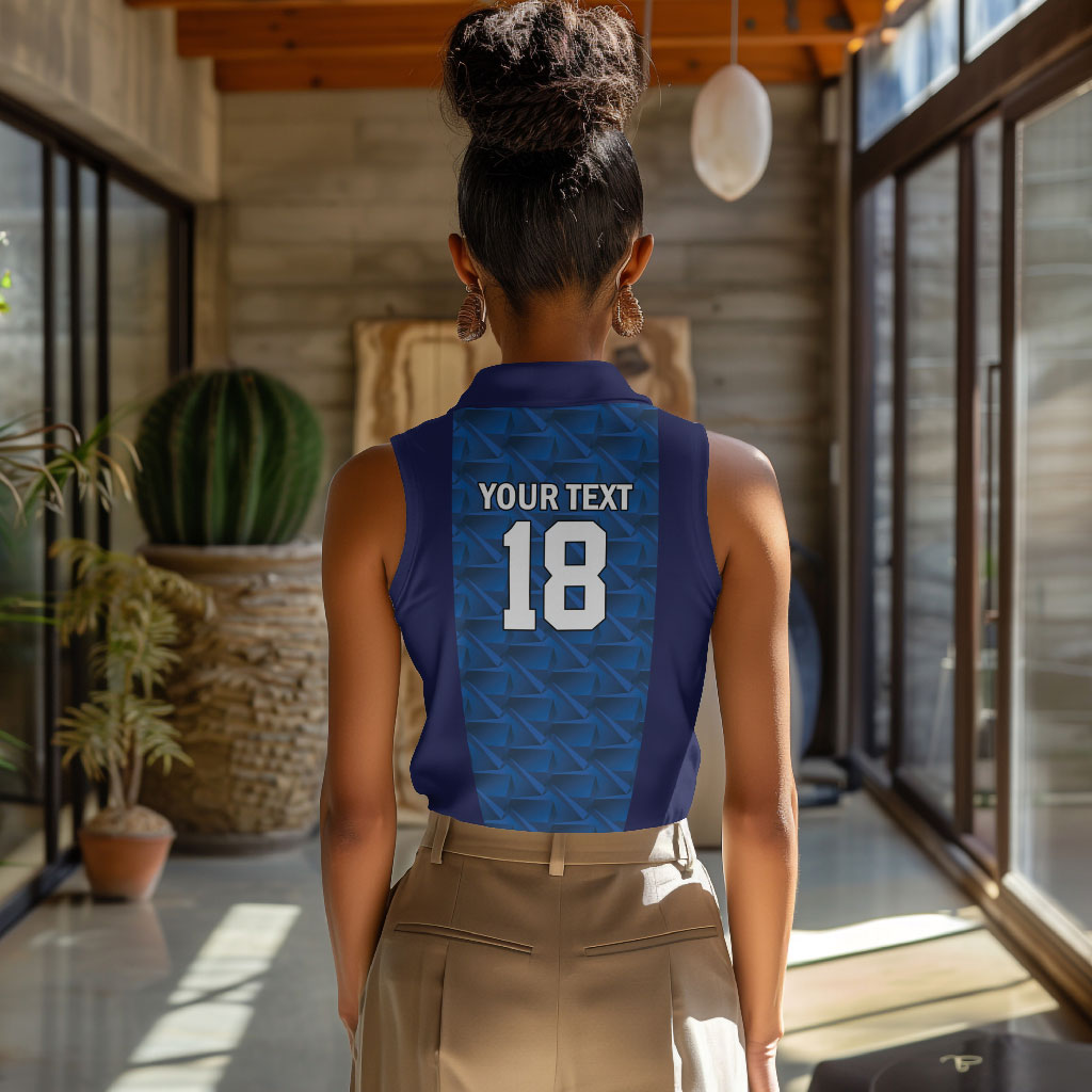 Custom Cape Verde Football 2026 Women Sleeveless Polo Shirt Atlantic Blue Sharks Heritage