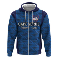 Custom Cape Verde Football 2026 Zip Hoodie Atlantic Blue Sharks Heritage
