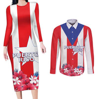 Personalized Puerto Rico Coat Of Arms Couples Matching Long Sleeve Bodycon Dress and Long Sleeve Button Shirt - Wonder Print Shop