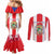 Personalized Puerto Rico Coat Of Arms Couples Matching Mermaid Dress and Long Sleeve Button Shirt