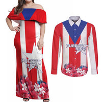 Personalized Puerto Rico Coat Of Arms Couples Matching Off Shoulder Maxi Dress and Long Sleeve Button Shirt - Wonder Print Shop