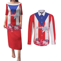 Personalized Puerto Rico Coat Of Arms Couples Matching Puletasi and Long Sleeve Button Shirt - Wonder Print Shop