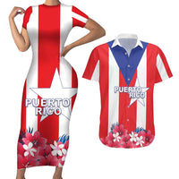 Personalized Puerto Rico Coat Of Arms Couples Matching Short Sleeve Bodycon Dress and Hawaiian Shirt - Wonder Print Shop