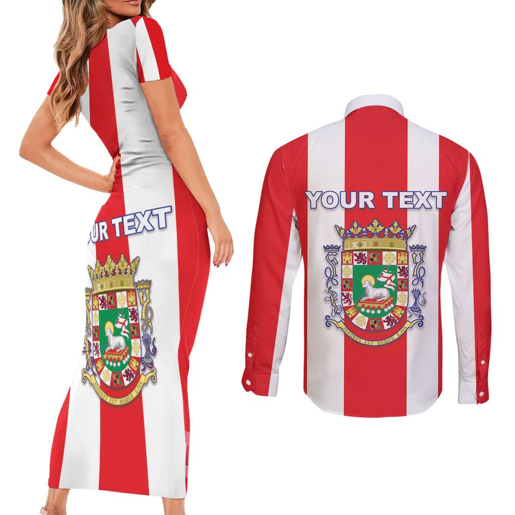 Personalized Puerto Rico Coat Of Arms Couples Matching Short Sleeve Bodycon Dress and Long Sleeve Button Shirt - Wonder Print Shop