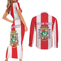 Personalized Puerto Rico Coat Of Arms Couples Matching Short Sleeve Bodycon Dress and Long Sleeve Button Shirt - Wonder Print Shop