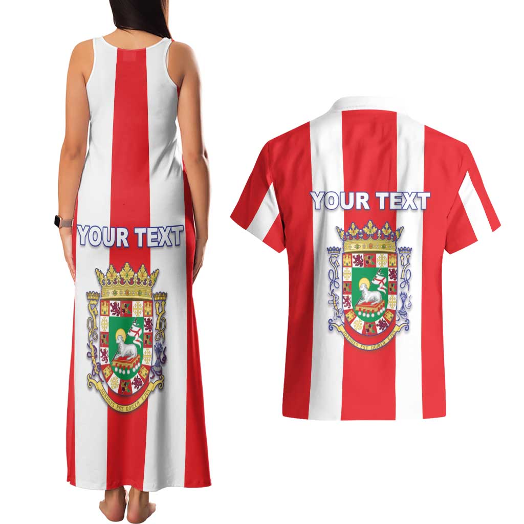 Personalized Puerto Rico Coat Of Arms Couples Matching Tank Maxi Dress and Hawaiian Shirt - Wonder Print Shop