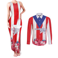 Personalized Puerto Rico Coat Of Arms Couples Matching Tank Maxi Dress and Long Sleeve Button Shirt - Wonder Print Shop