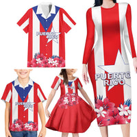Personalized Puerto Rico Coat Of Arms Family Matching Long Sleeve Bodycon Dress and Hawaiian Shirt - Wonder Print Shop