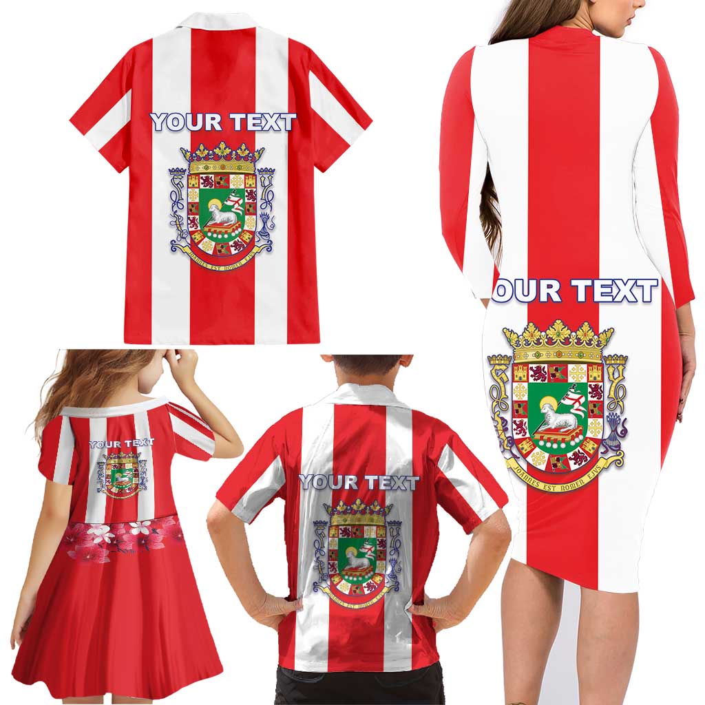 Personalized Puerto Rico Coat Of Arms Family Matching Long Sleeve Bodycon Dress and Hawaiian Shirt - Wonder Print Shop