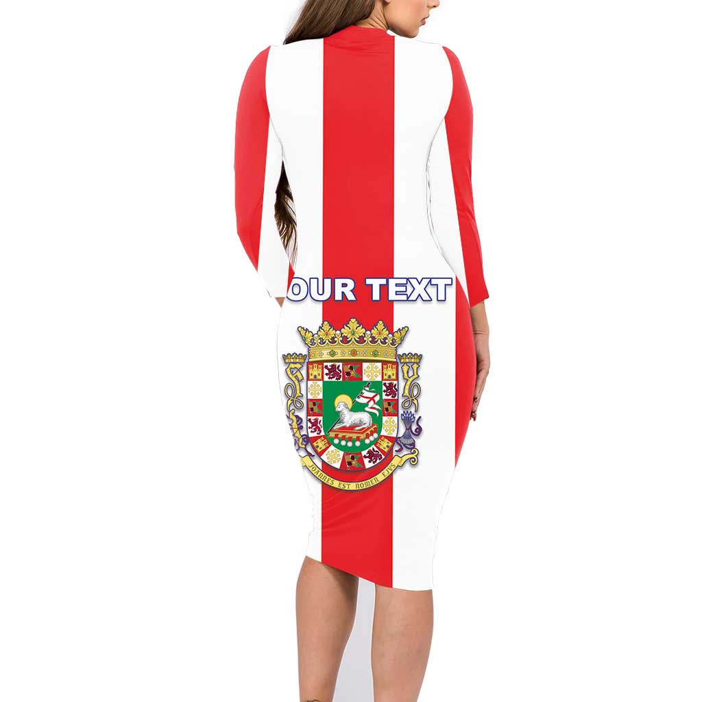 Personalized Puerto Rico Coat Of Arms Family Matching Long Sleeve Bodycon Dress and Hawaiian Shirt - Wonder Print Shop