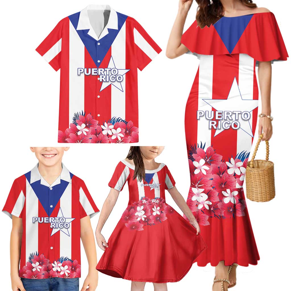 Personalized Puerto Rico Coat Of Arms Family Matching Mermaid Dress and Hawaiian Shirt - Wonder Print Shop