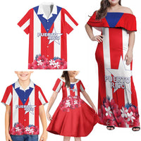 Personalized Puerto Rico Coat Of Arms Family Matching Off Shoulder Maxi Dress and Hawaiian Shirt - Wonder Print Shop