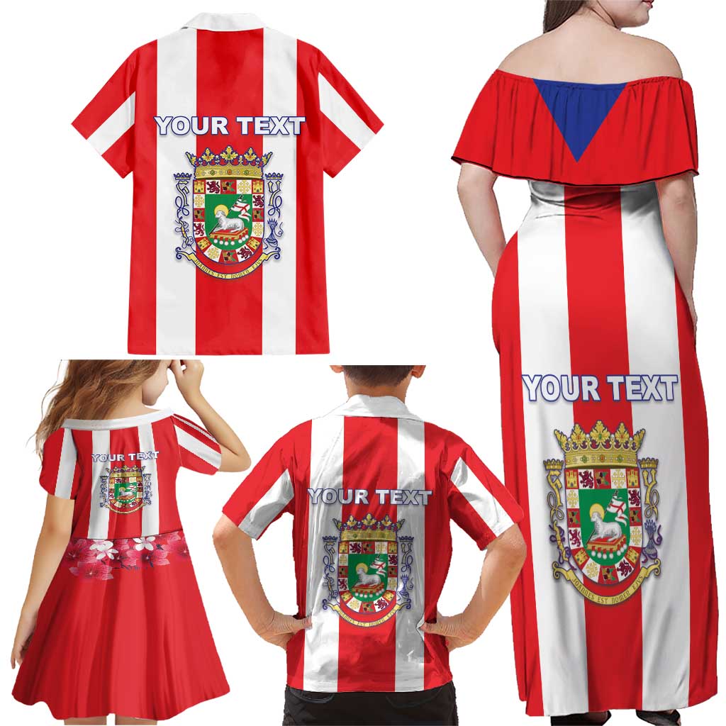 Personalized Puerto Rico Coat Of Arms Family Matching Off Shoulder Maxi Dress and Hawaiian Shirt - Wonder Print Shop