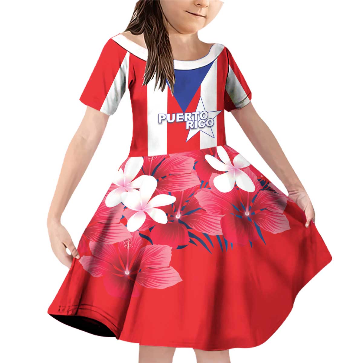 Personalized Puerto Rico Coat Of Arms Family Matching Off Shoulder Short Dress and Hawaiian Shirt - Wonder Print Shop