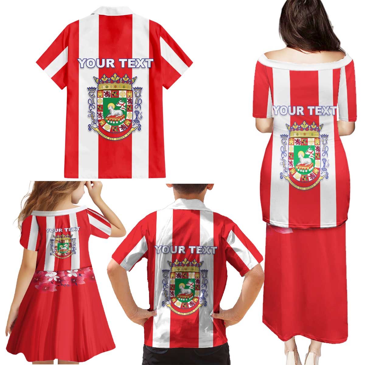 Personalized Puerto Rico Coat Of Arms Family Matching Puletasi and Hawaiian Shirt - Wonder Print Shop
