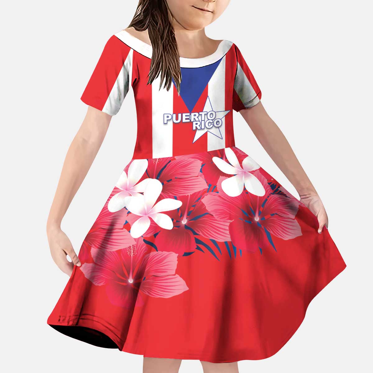 Personalized Puerto Rico Coat Of Arms Kid Short Sleeve Dress - Wonder Print Shop