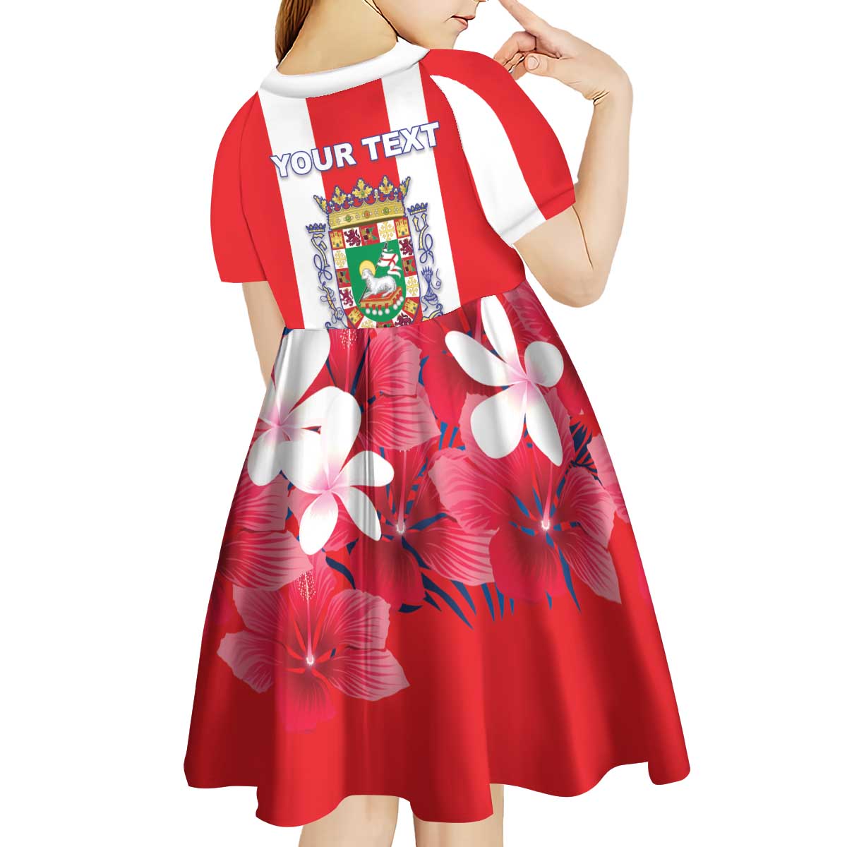 Personalized Puerto Rico Coat Of Arms Kid Short Sleeve Dress - Wonder Print Shop