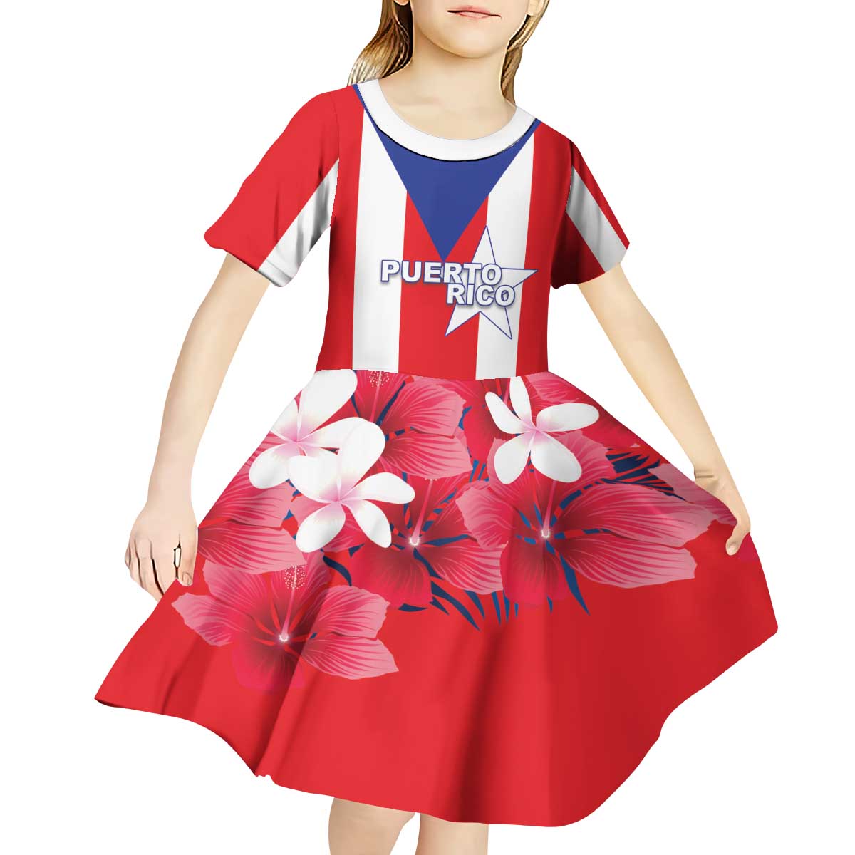 Personalized Puerto Rico Coat Of Arms Kid Short Sleeve Dress - Wonder Print Shop
