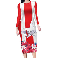 Personalized Puerto Rico Coat Of Arms Long Sleeve Bodycon Dress - Wonder Print Shop