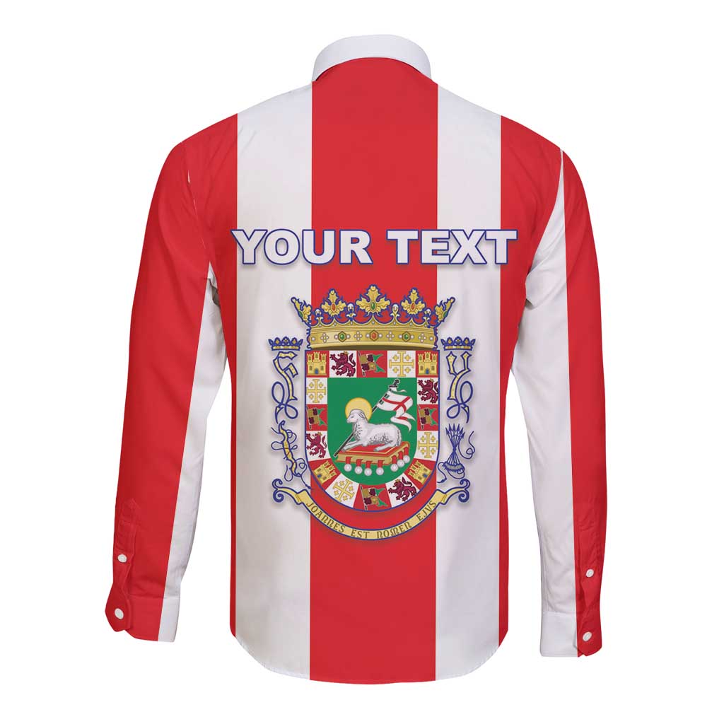 Personalized Puerto Rico Coat Of Arms Long Sleeve Button Shirt - Wonder Print Shop