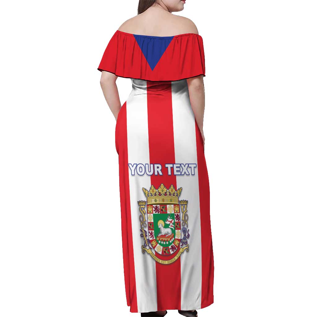 Personalized Puerto Rico Coat Of Arms Off Shoulder Maxi Dress - Wonder Print Shop
