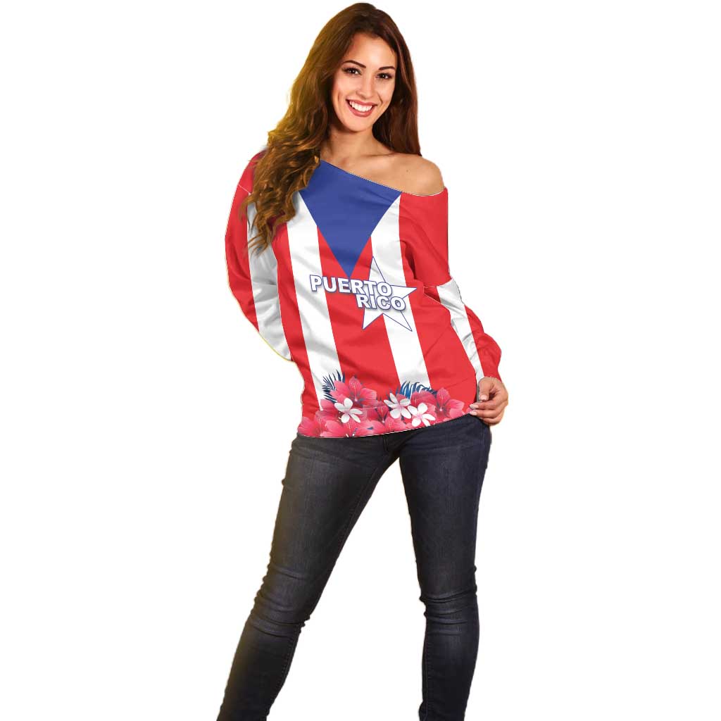 Personalized Puerto Rico Coat Of Arms Off Shoulder Sweater - Wonder Print Shop
