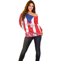 Personalized Puerto Rico Coat Of Arms Off Shoulder Sweater - Wonder Print Shop