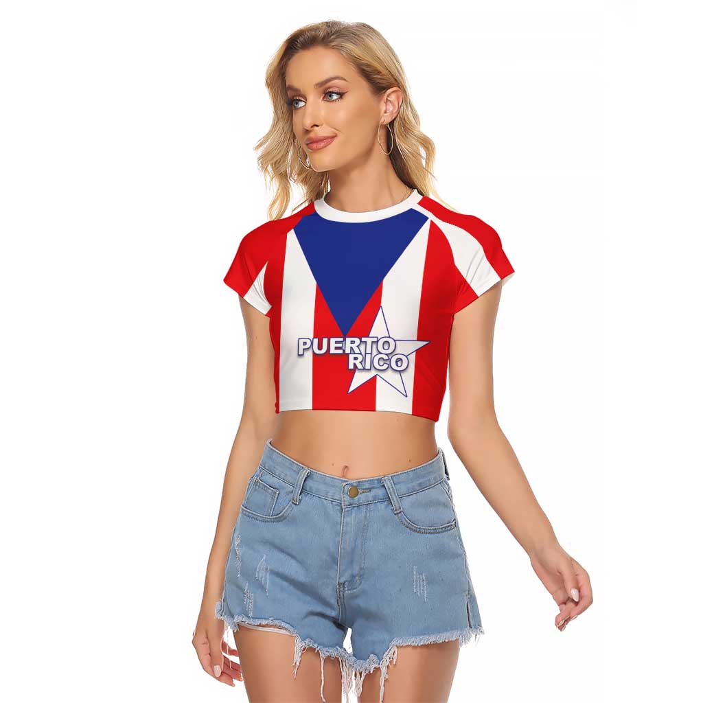 Personalized Puerto Rico Coat Of Arms Raglan Cropped T Shirt - Wonder Print Shop