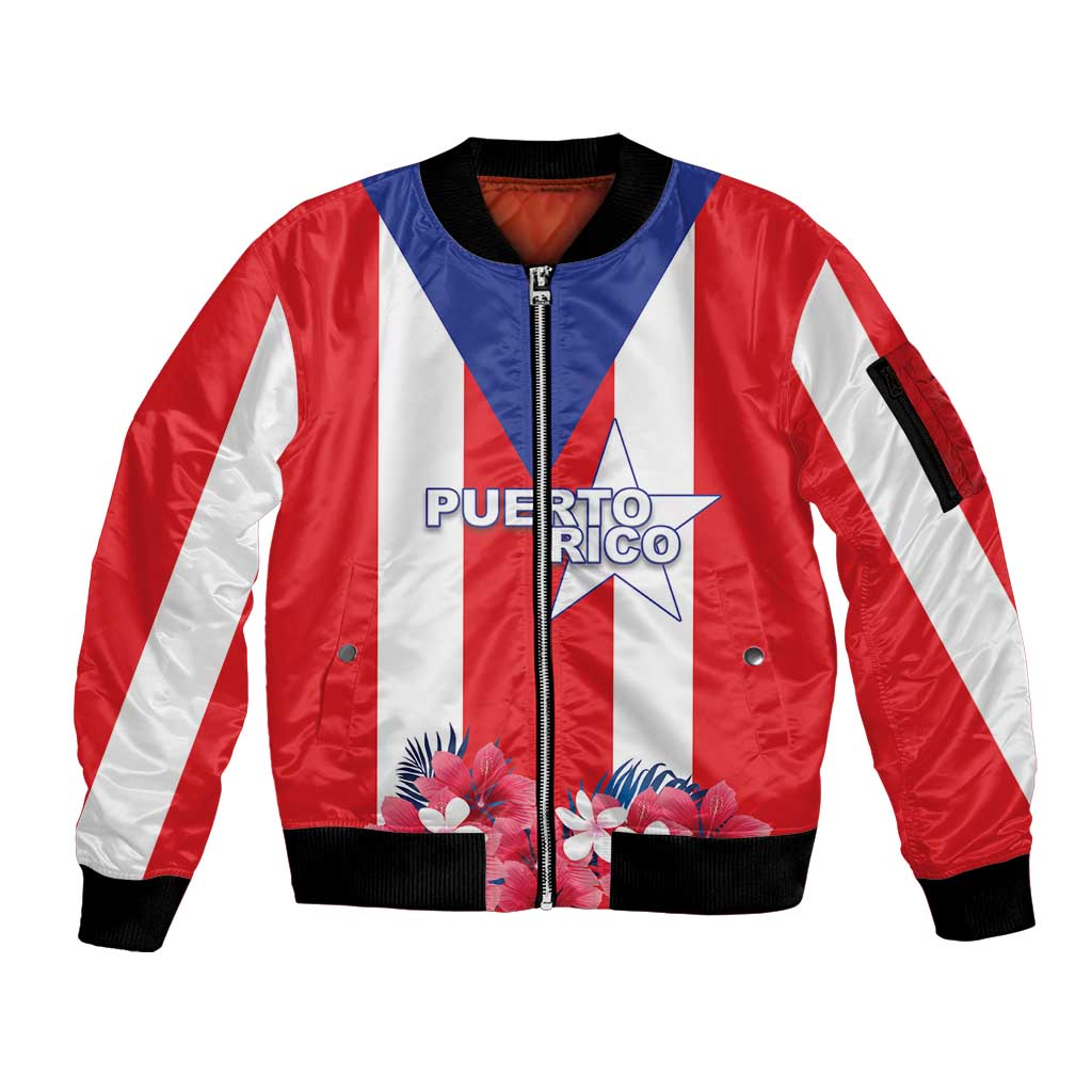 Personalized Puerto Rico Coat Of Arms Sleeve Zip Bomber Jacket - Wonder Print Shop