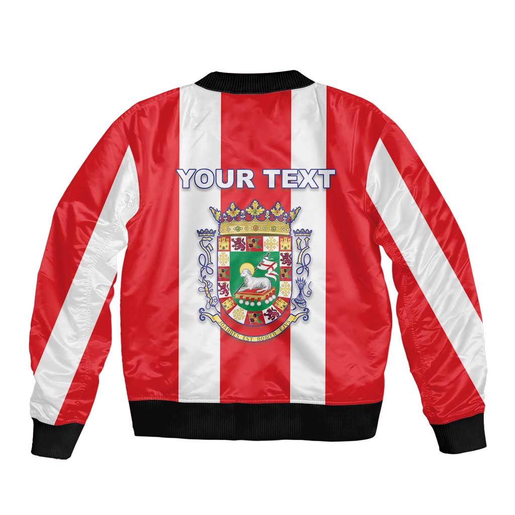 Personalized Puerto Rico Coat Of Arms Sleeve Zip Bomber Jacket - Wonder Print Shop