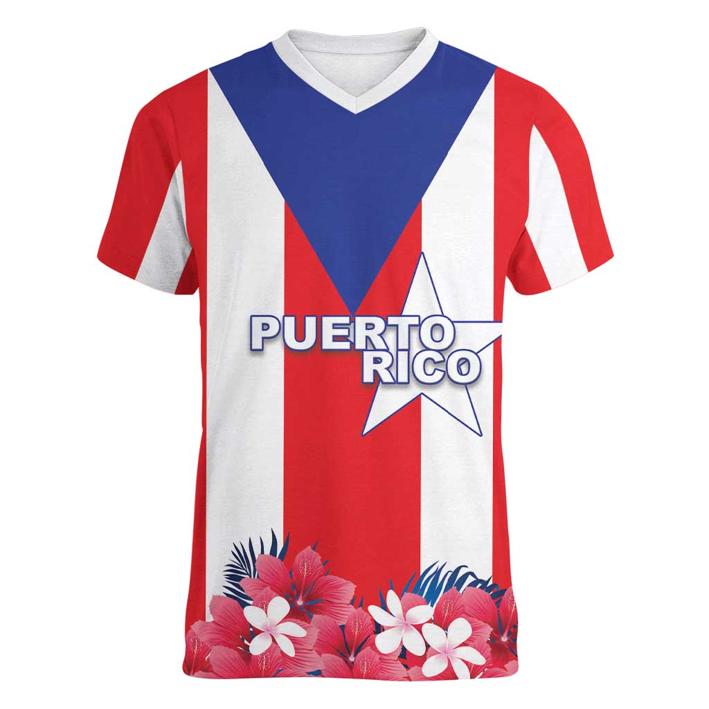 Personalized Puerto Rico Coat Of Arms Women V-Neck T-Shirt - Wonder Print Shop