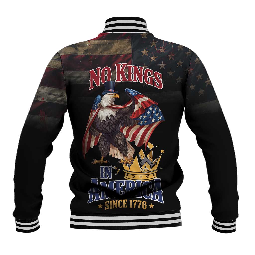 No Kings In America Since 1776 Baseball Jacket Eagle Crushing Crown - Wonder Print Shop
