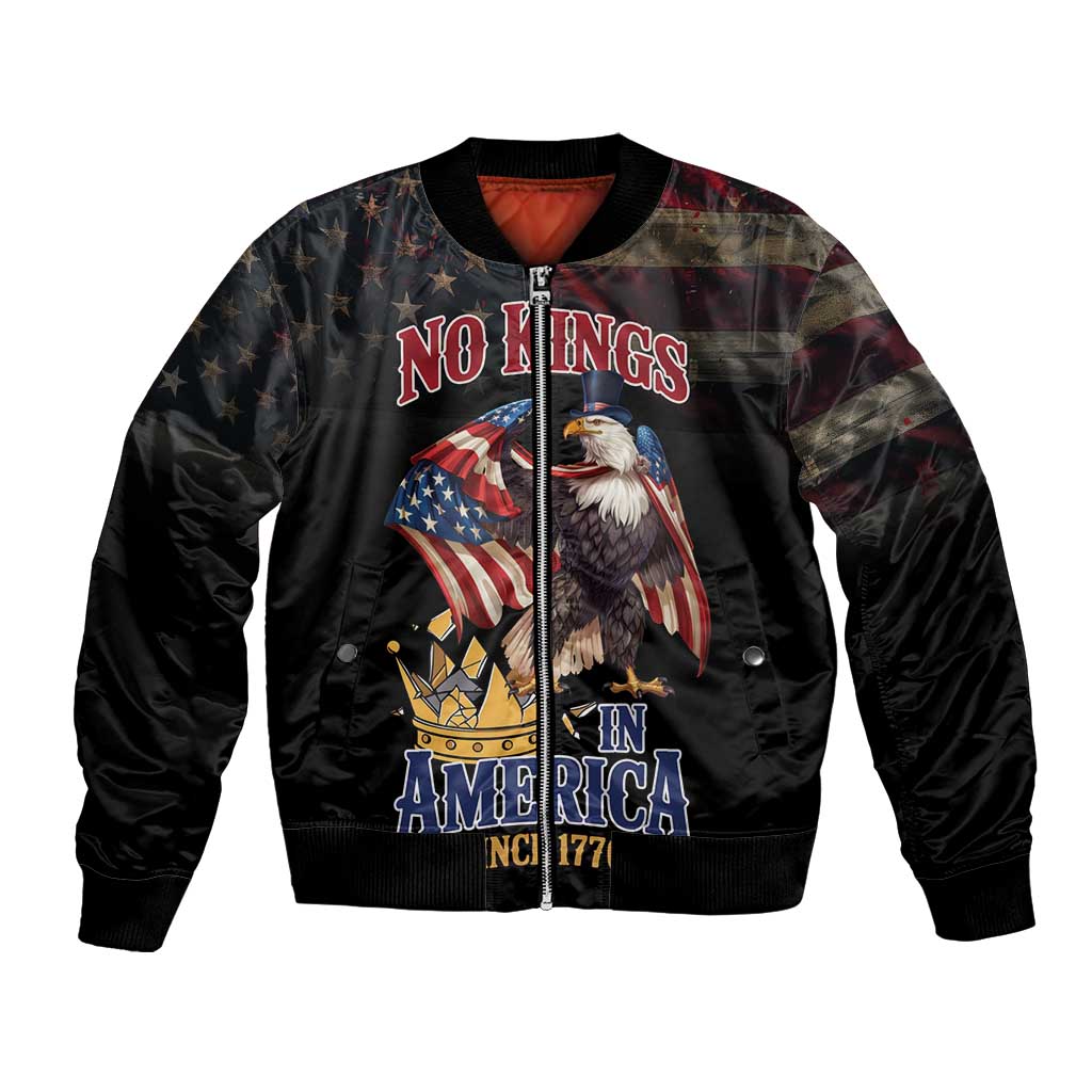 No Kings In America Since 1776 Bomber Jacket Eagle Crushing Crown - Wonder Print Shop