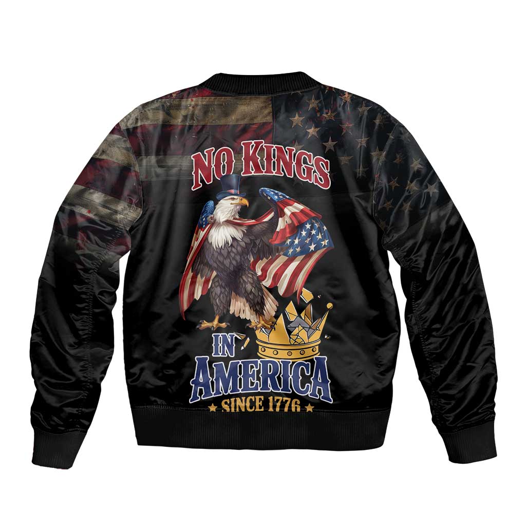 No Kings In America Since 1776 Bomber Jacket Eagle Crushing Crown - Wonder Print Shop