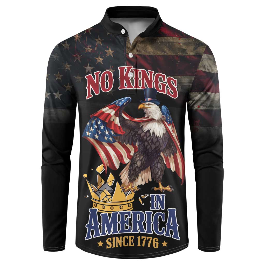 No Kings In America Since 1776 Button Sweatshirt Eagle Crushing Crown - Wonder Print Shop