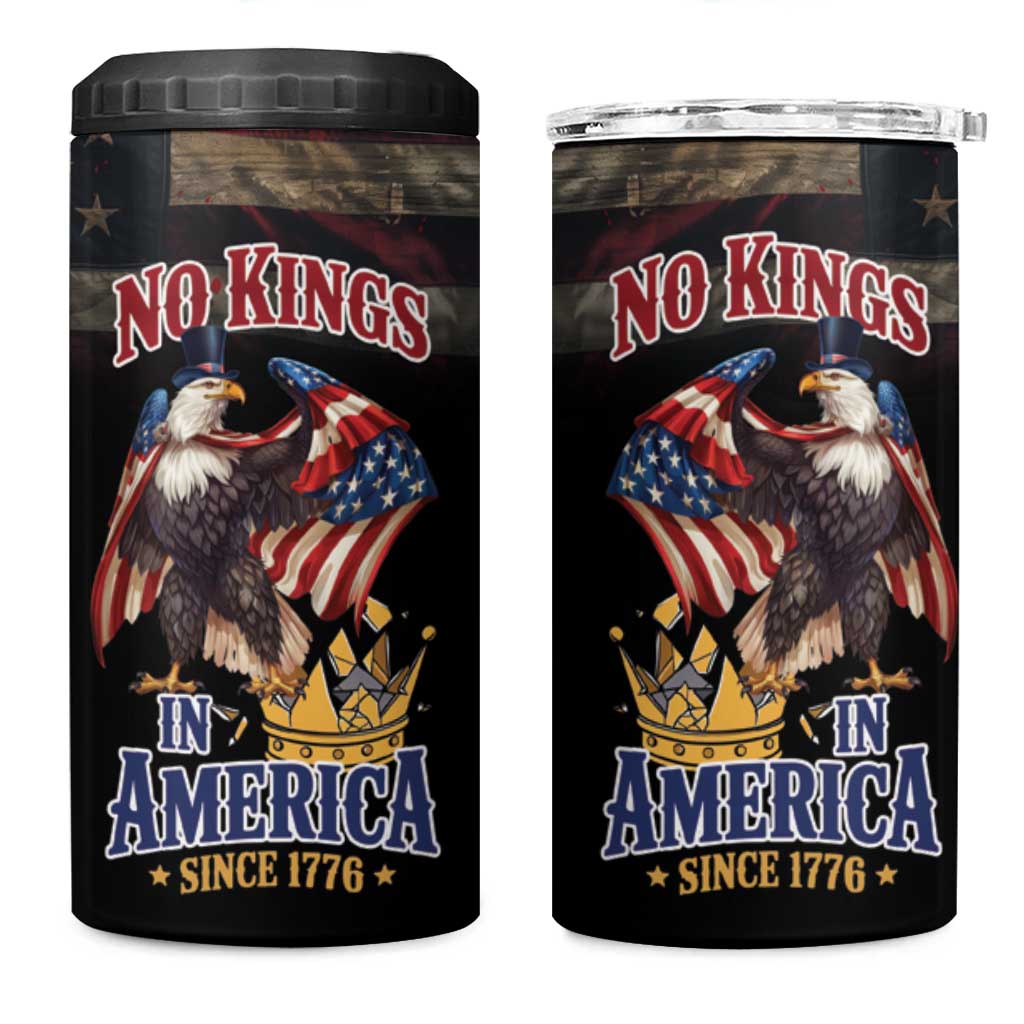 No Kings In America Since 1776 4 in 1 Can Cooler Tumbler Eagle Crushing Crown - Wonder Print Shop