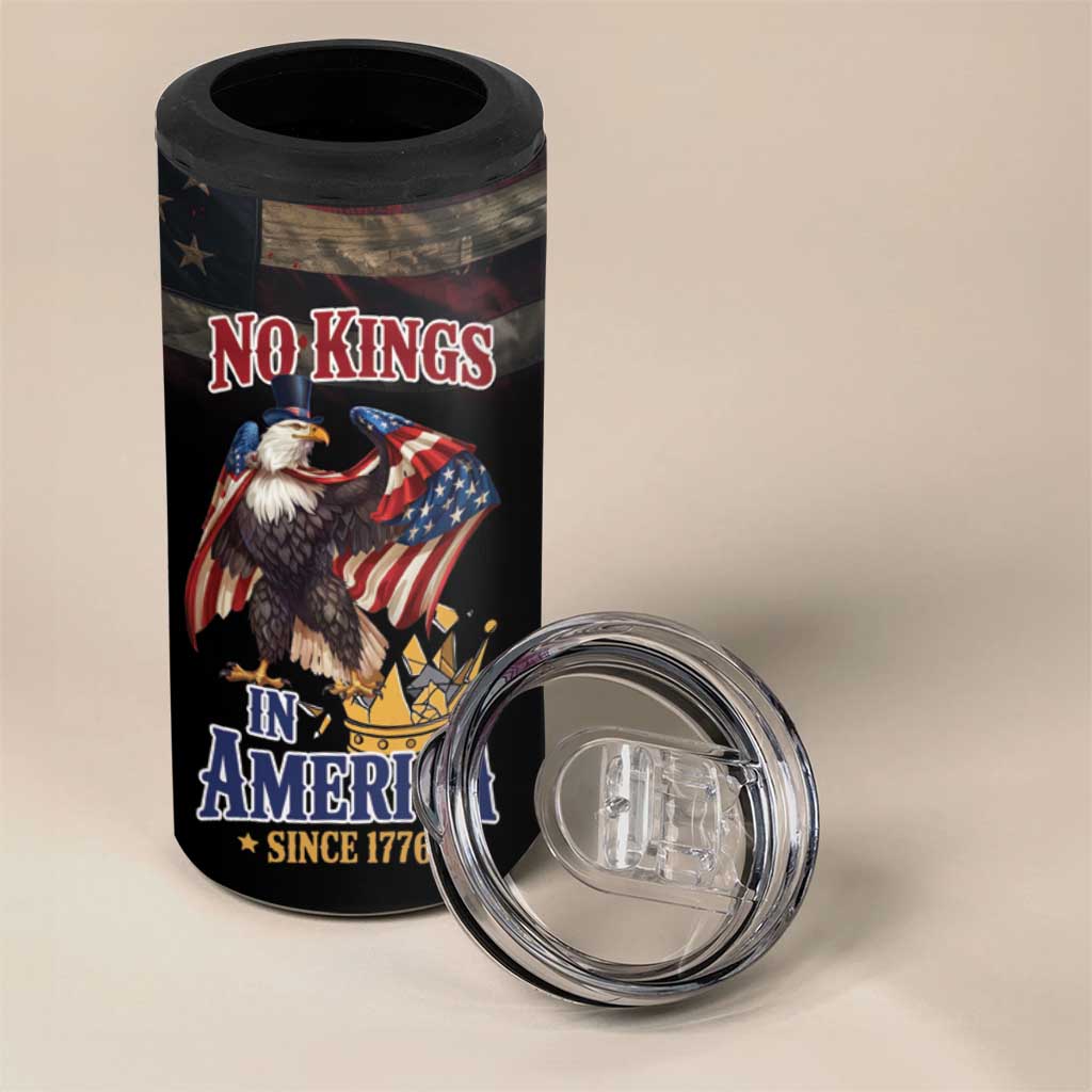 No Kings In America Since 1776 4 in 1 Can Cooler Tumbler Eagle Crushing Crown - Wonder Print Shop